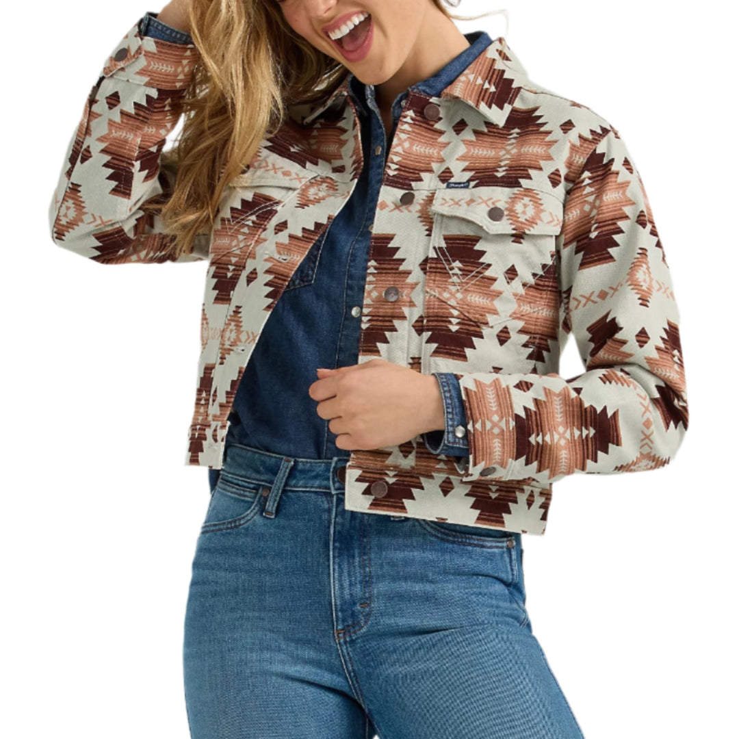 Wrangler Women's Western Printed Boyfriend Jacket
