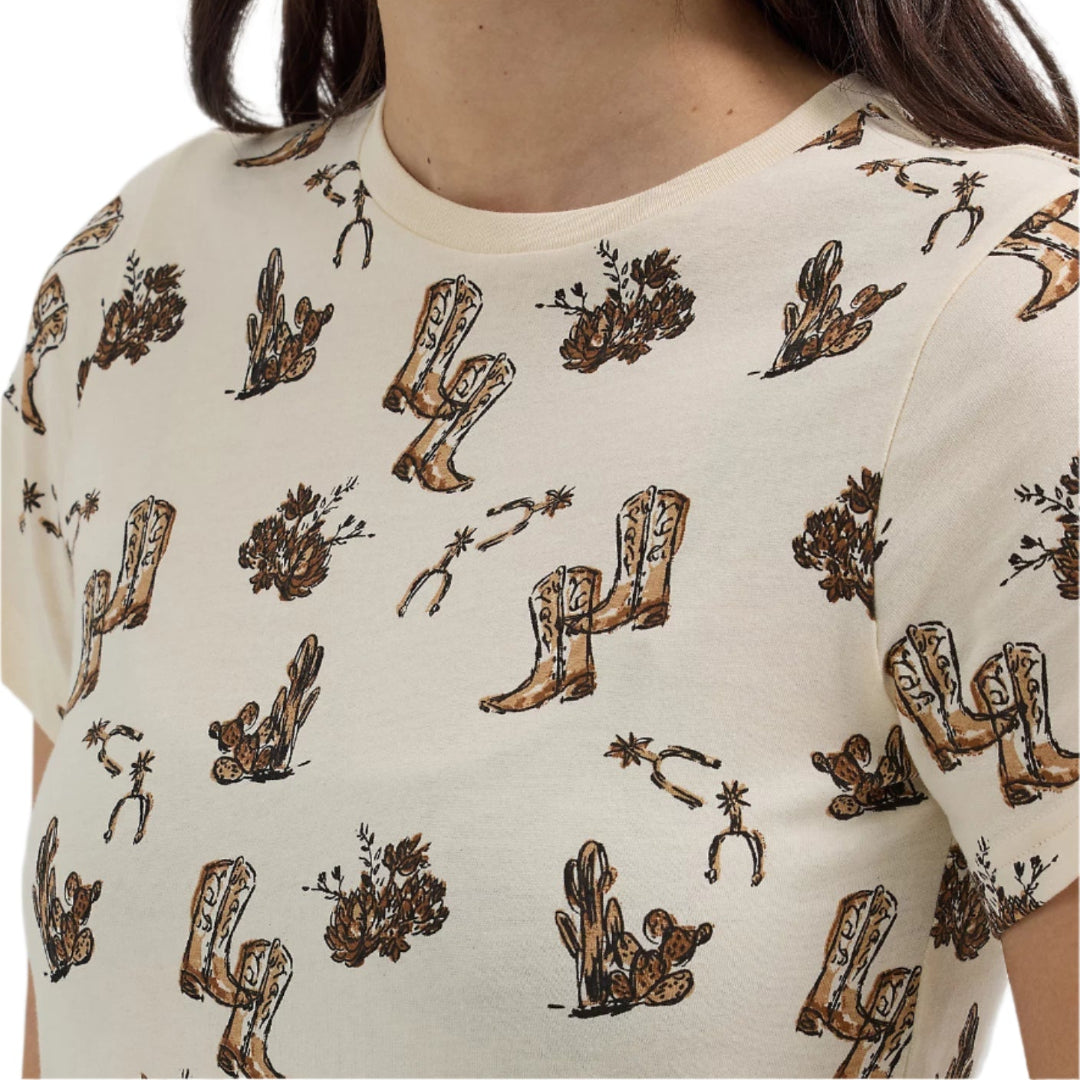 Wrangler Women's Jacquard Allover Print Slim Tee