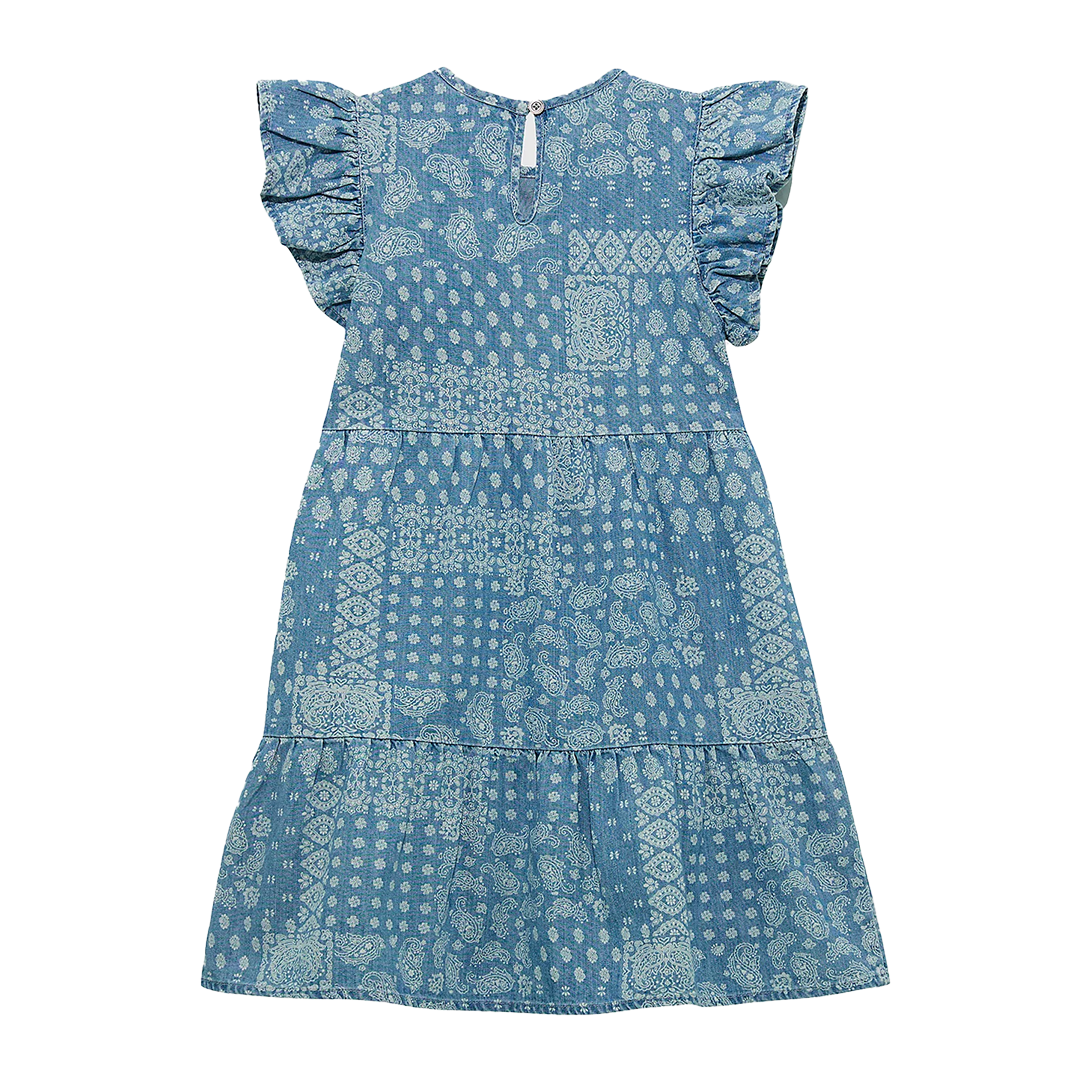 Wrangler Girls' Ruffle Sleeve Denim Dress