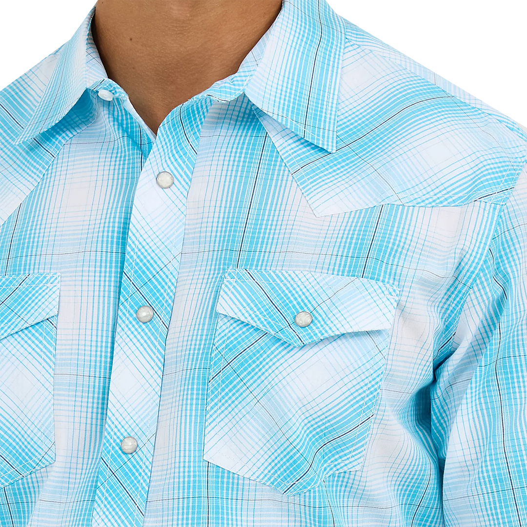 Wrangler Men's 20X Competition Advanced Comfort Plaid Long Sleeve Snap Shirt