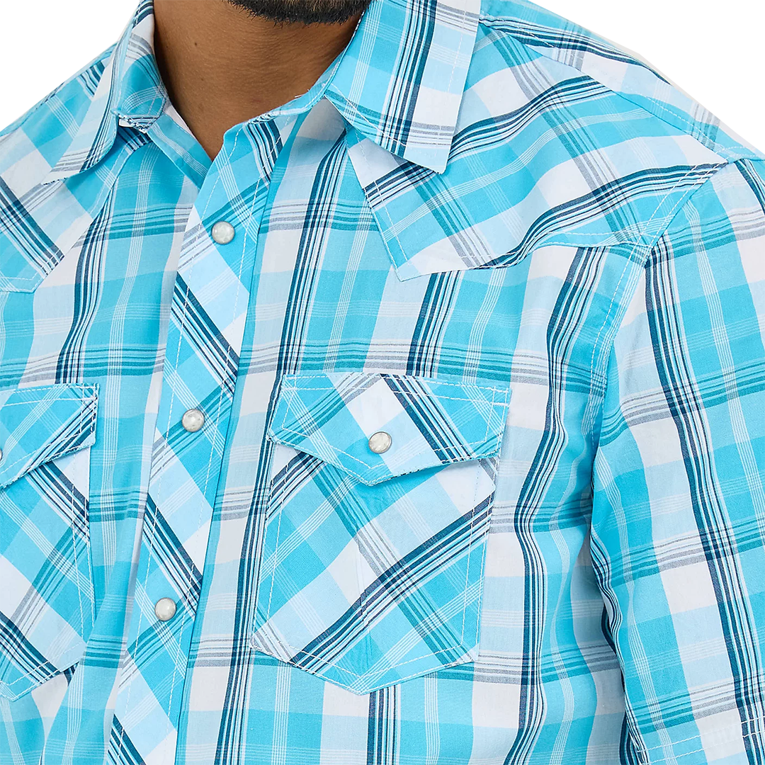 Wrangler Men's 20X Competition Advanced Comfort Plaid Short Sleeve Snap Shirt