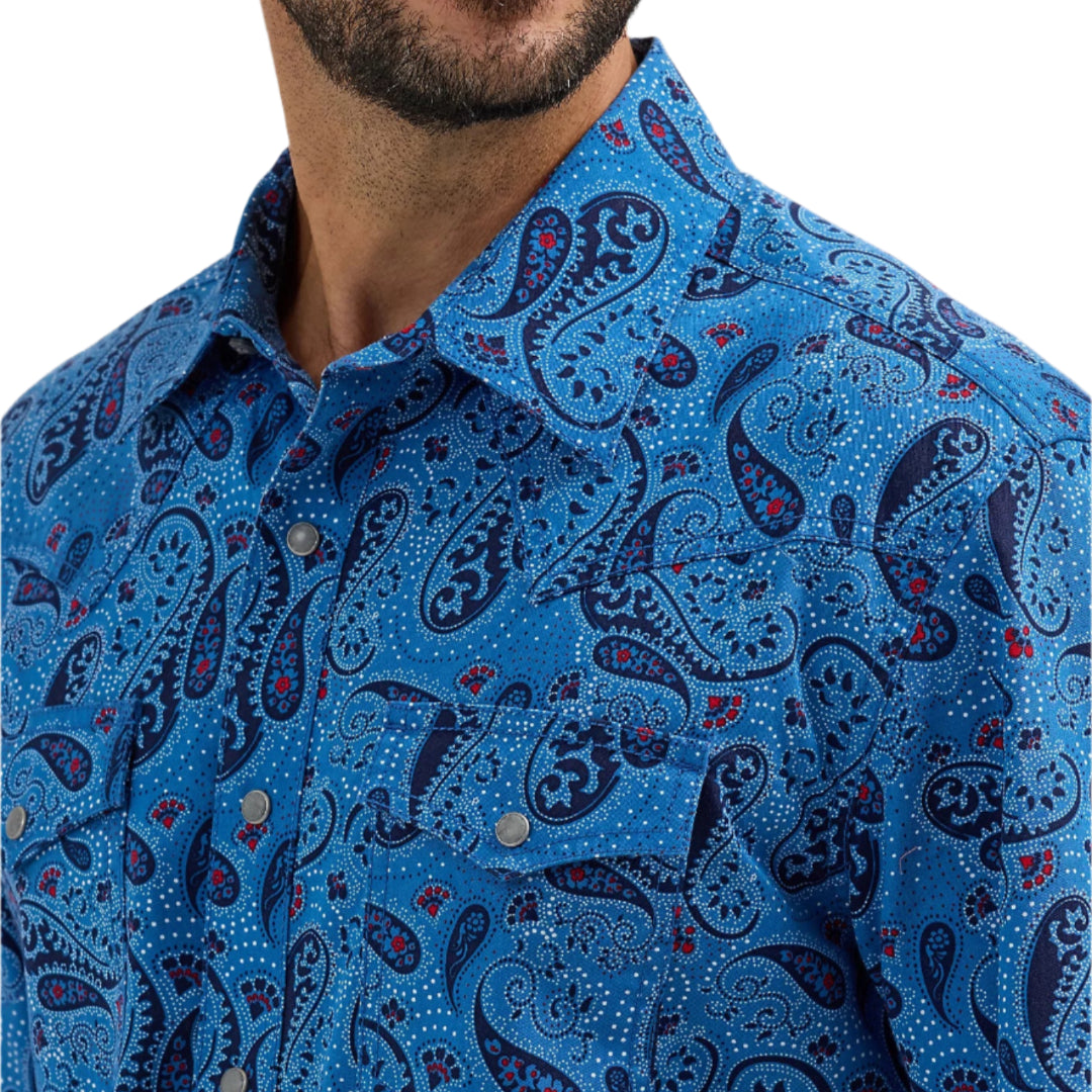 Chemise à pression manches longues rétro premium Wrangler pour homme