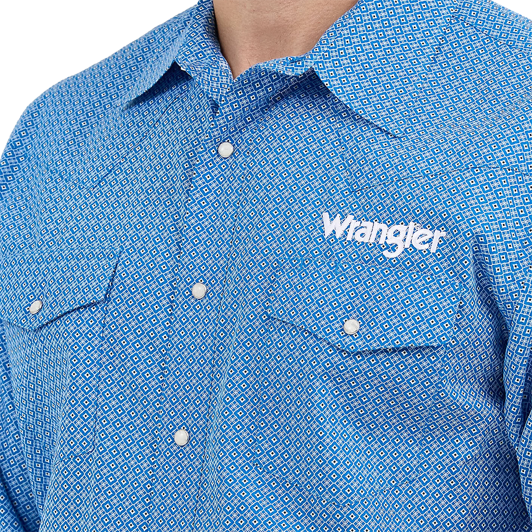 Wrangler Men's Logo Long Sleeve Snap Shirt