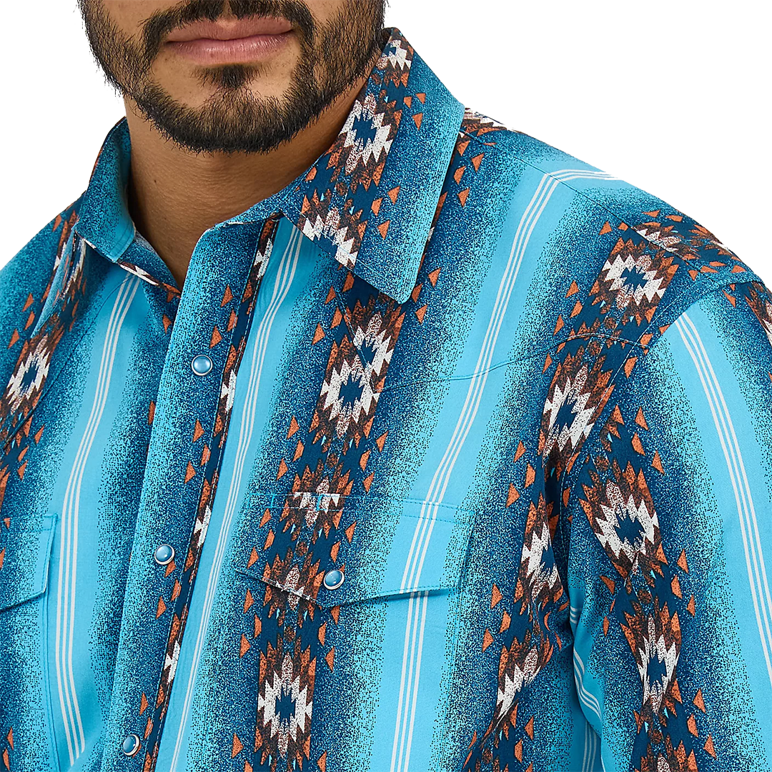 Wrangler Men's Checotah Aztec Long Sleeve Snap Shirt
