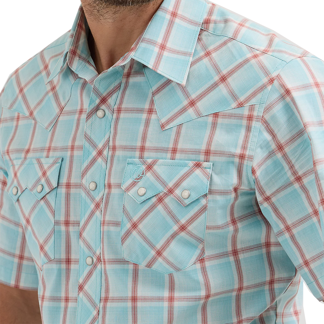 Wrangler Men's Retro Premium Plaid Short Sleeve Snap Shirt