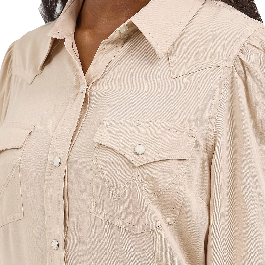 Chemise Western Femme Wrangler à Manches Poète