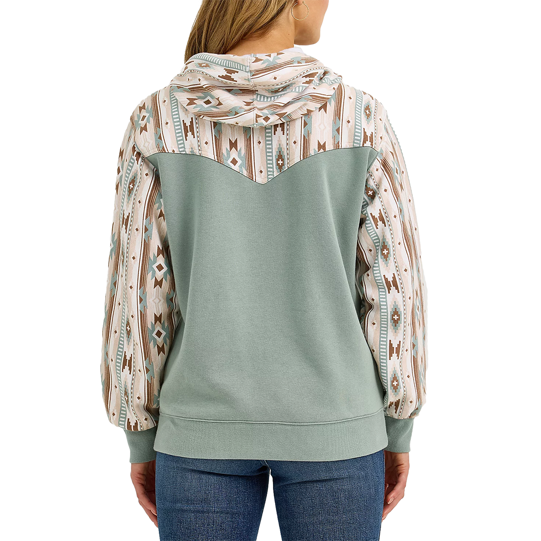 Wrangler Women's Logo Southwestern Yoke Pullover Hoodie