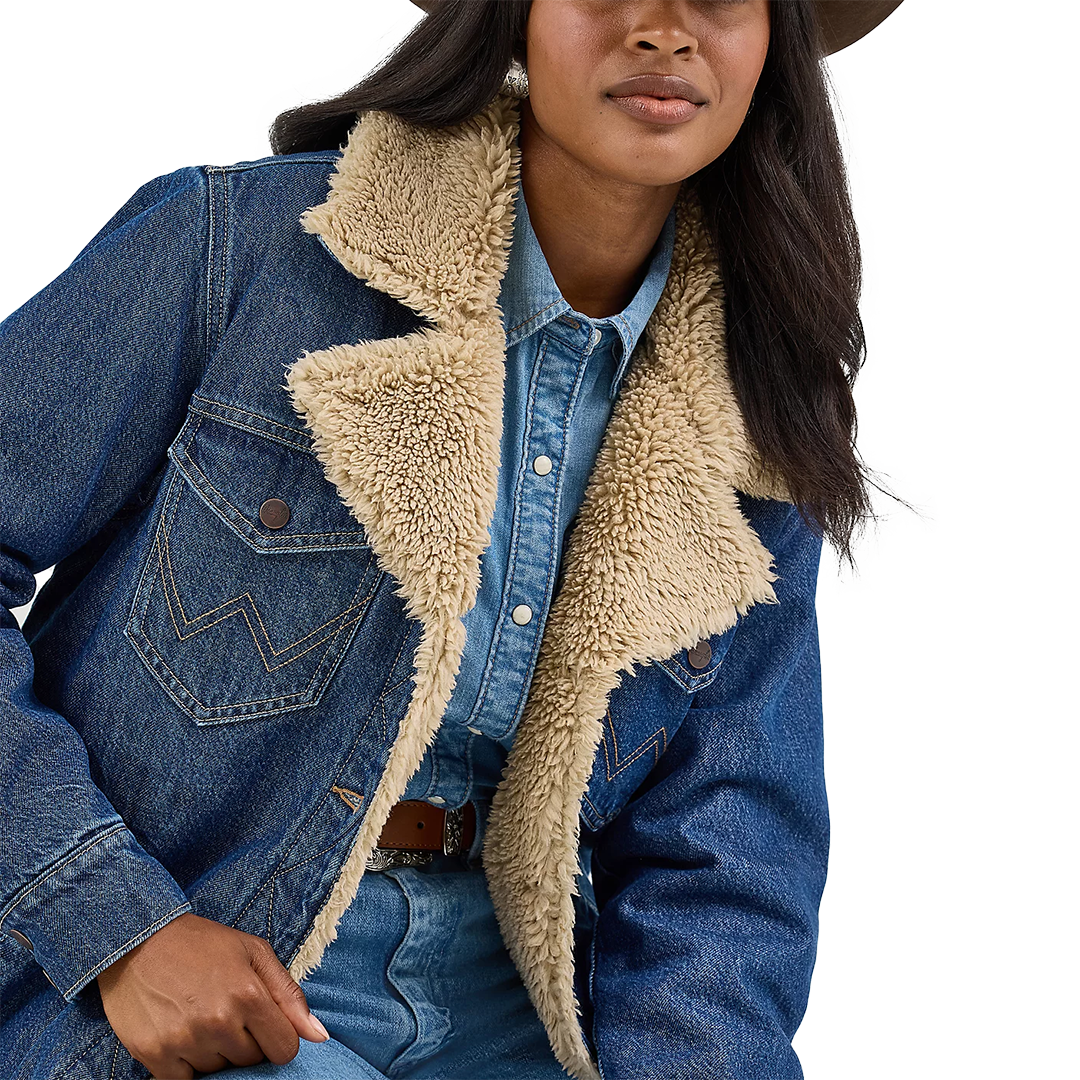 Wrangler Women's Western Sherpa Lined Denim Range Coat
