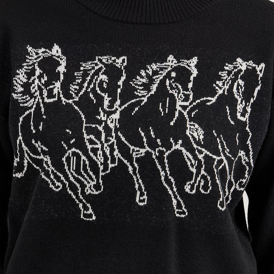 Pull col rond jacquard équestre Wrangler pour femme