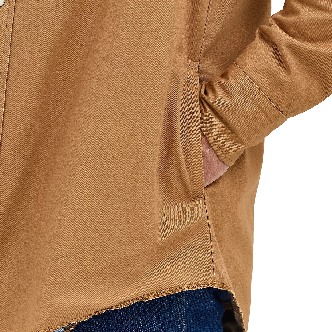 Wrangler Men's Flannel Lined Solid Long Sleeve Snap Workshirt