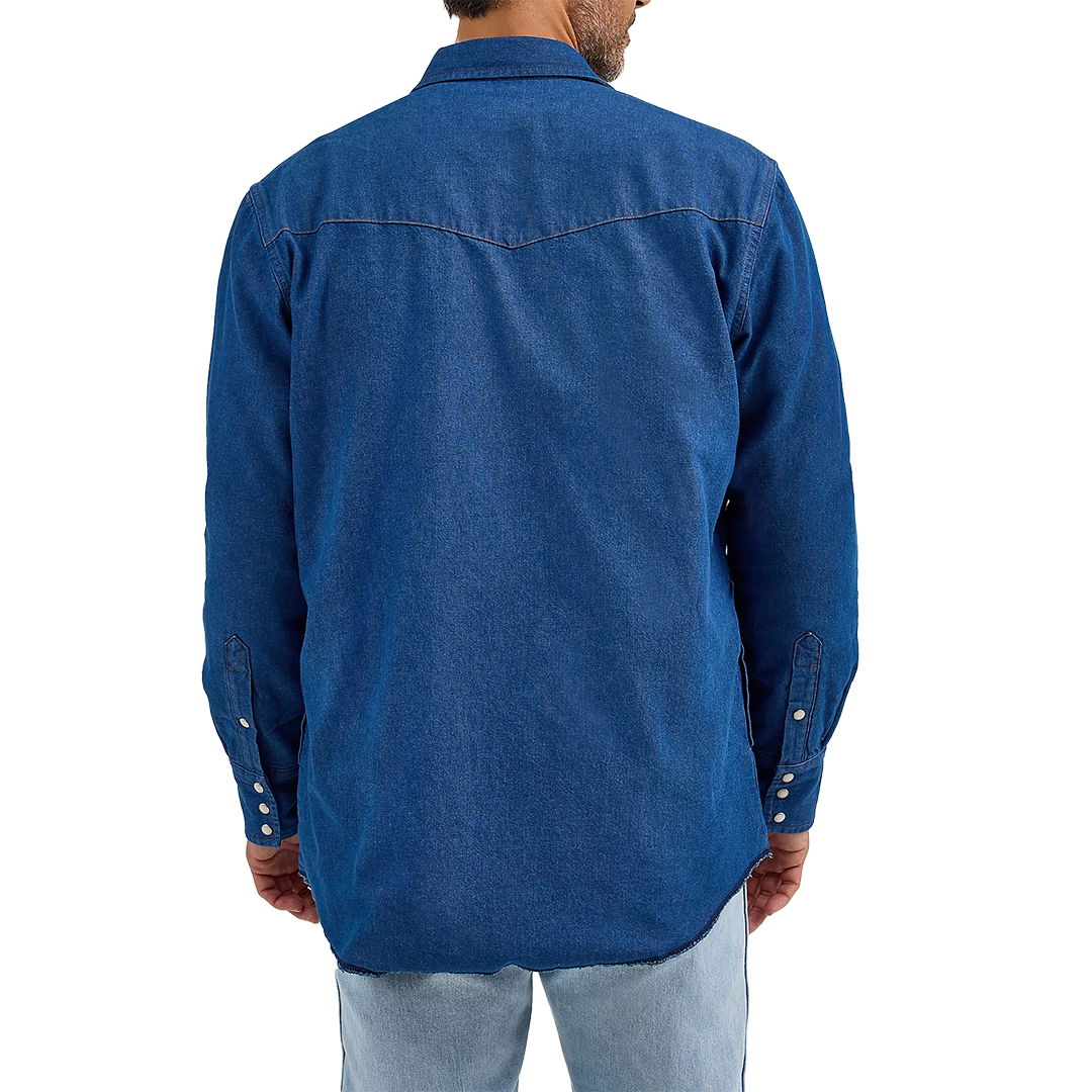 Wrangler Men's Flannel Lined Solid Long Sleeve Snap Workshirt