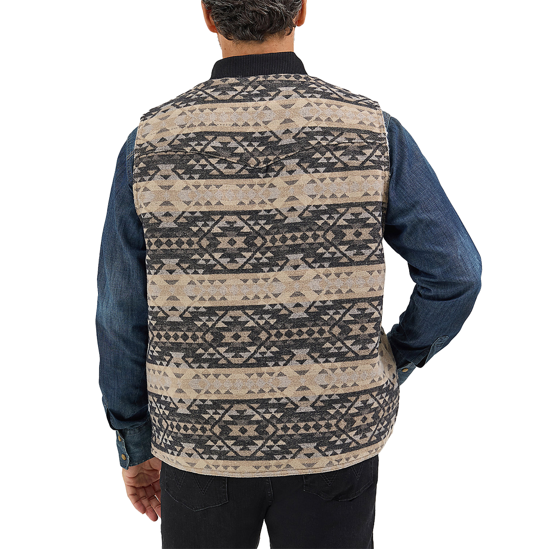 Wrangler Men's Sherpa Lined Jacquard Zip Vest