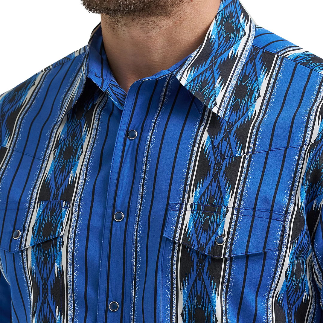 Wrangler Men's Checotah Aztec Long Sleeve Snap Shirt