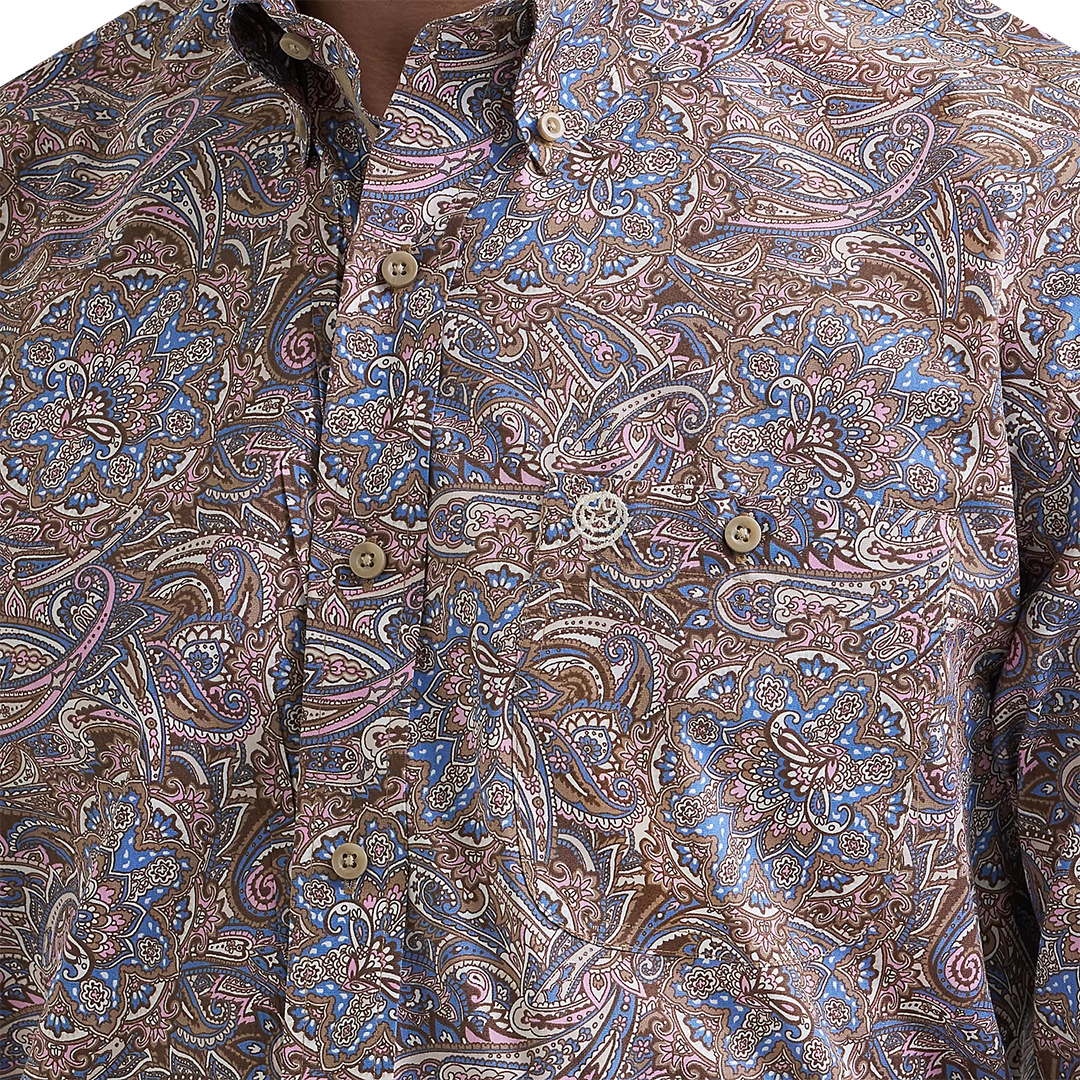 Wrangler Men's George Strait Long Sleeve Paisley Button Down Shirt