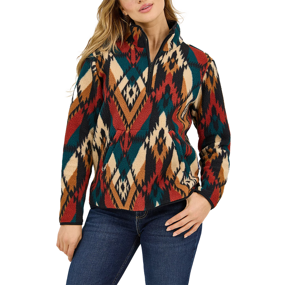 Wrangler Women's Retro Quarter-Zip Sherpa Pullover
