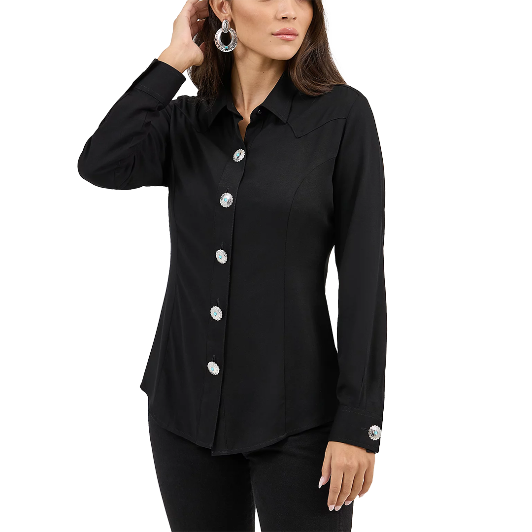 Wrangler Women's Slim Concho Long Sleeve Button Shirt