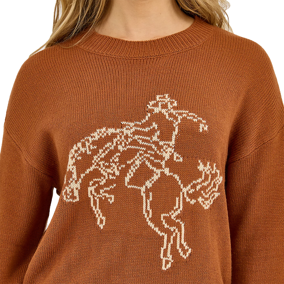 Wrangler Women's Horse Intarsia Crew Neck Sweater