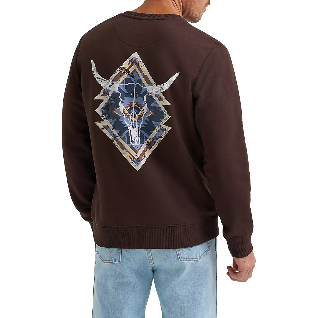 Wrangler Men's Skull Steer Graphic Fleece Sweatshirt