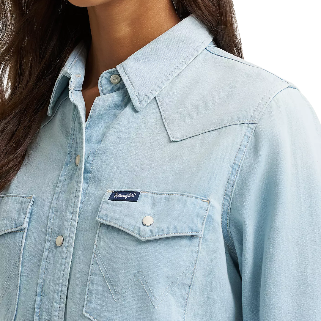 Wrangler Women's Iconic Western Snap Denim Shirt