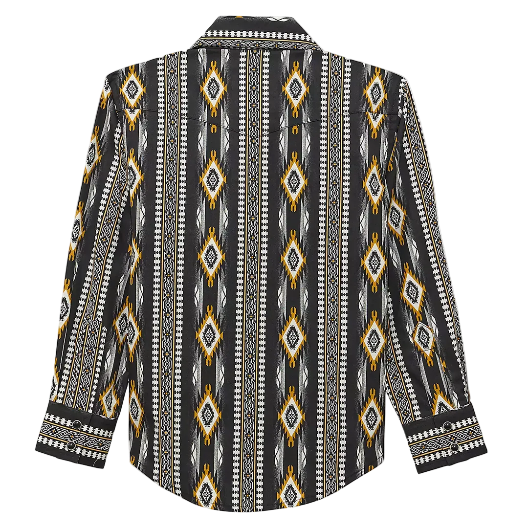 Chemise à manches longues à boutons-pression Aztec Checotah Wrangler pour garçons