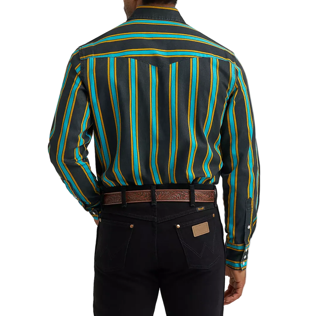 Wrangler Men's Vintage-Inspired Brushpopper Western Long Sleeve Snap WorkShirt