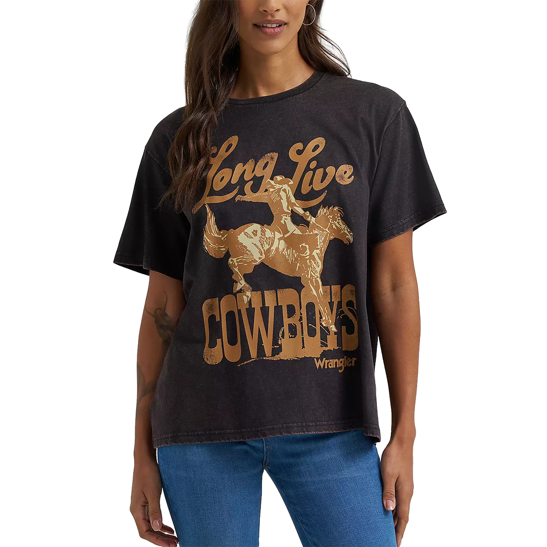 Wrangler Women's Long Live Cowboys Nostalgia Retro Reg Graphic T-Shirt