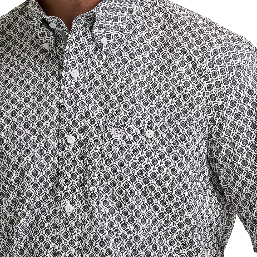 Wrangler Men's George Strait Geometric Print Short Sleeve Button Shirt