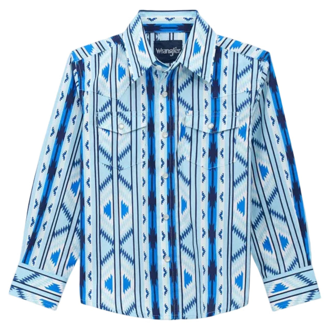 Chemise à manches longues à boutons-pression Aztec Checotah Wrangler pour garçons
