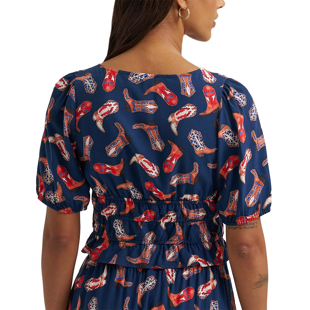 Wrangler Women's Puff Sleeve V-Neck Blouse