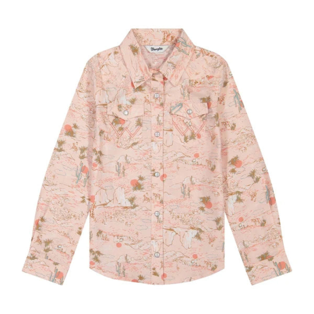 Chemise à manches longues et boutons-pression style western avec imprimé cheval pour filles Wrangler