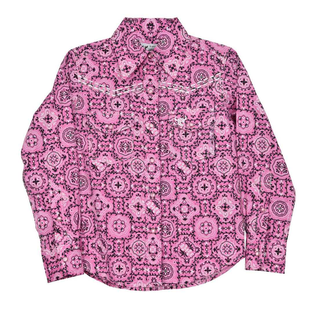 Cowgirl Hardware Girls' Bandana Print Snap Shirt