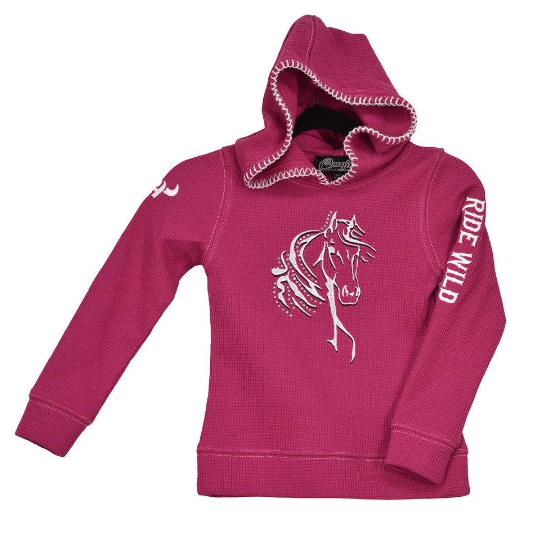 Cowgirl Hardware Sweat à capuche thermique à manches longues et imprimé cheval pour filles