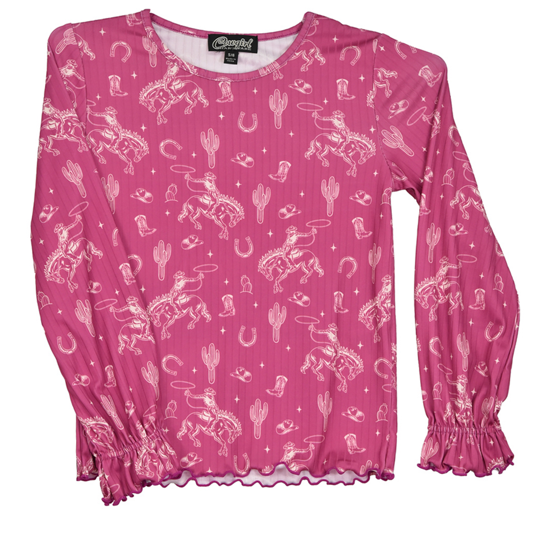 Blouse à manches longues à imprimé Western Cowgirl Hardware pour fille