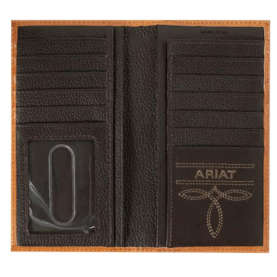Portefeuille western Ariat pour hommes avec logo floral gaufré