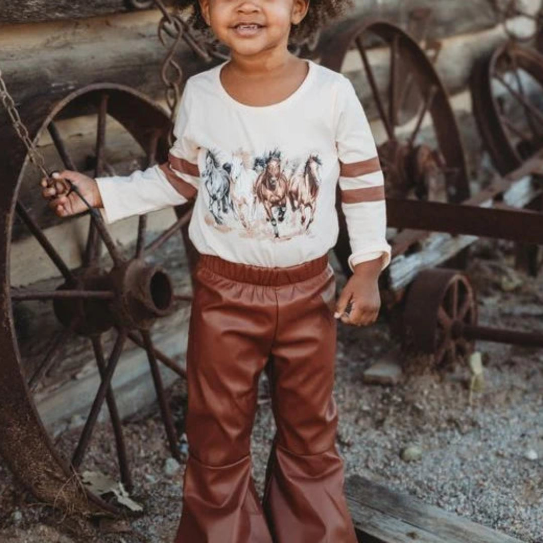 Haut à manches longues pour bébés et tout-petits Shea Baby Fille avec franges à motif cheval