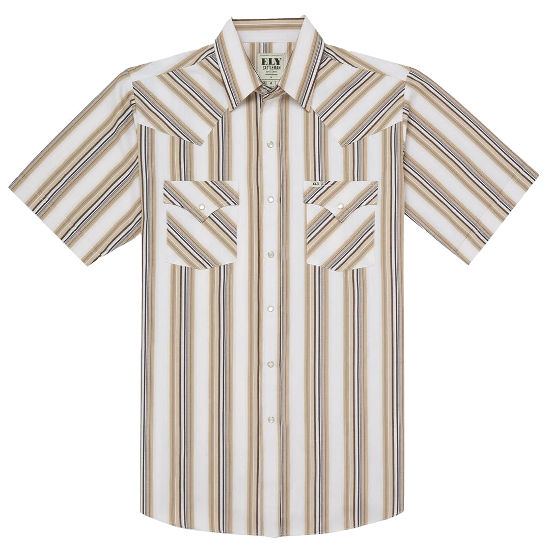 Ely Cattleman Men's Stripe Western Short Sleeve Snap Shirt