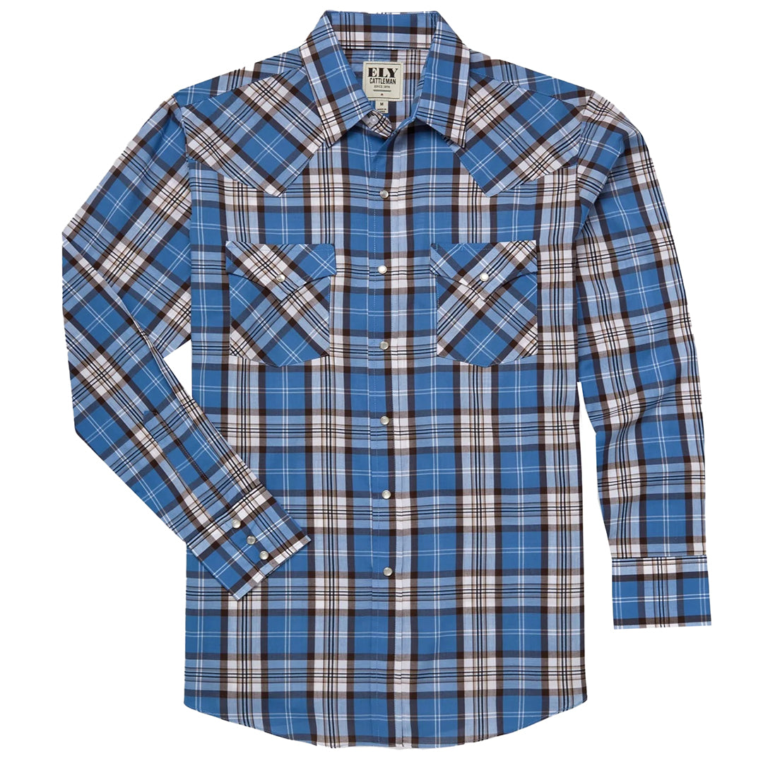 Chemise à manches longues à boutons-pression texturée à carreaux western pour homme Ely Cattleman