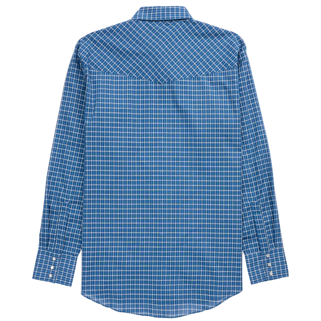 Ely Cattleman Men's Barbed Wire Dobby Plaid Western Long Sleeve Snap Shirt