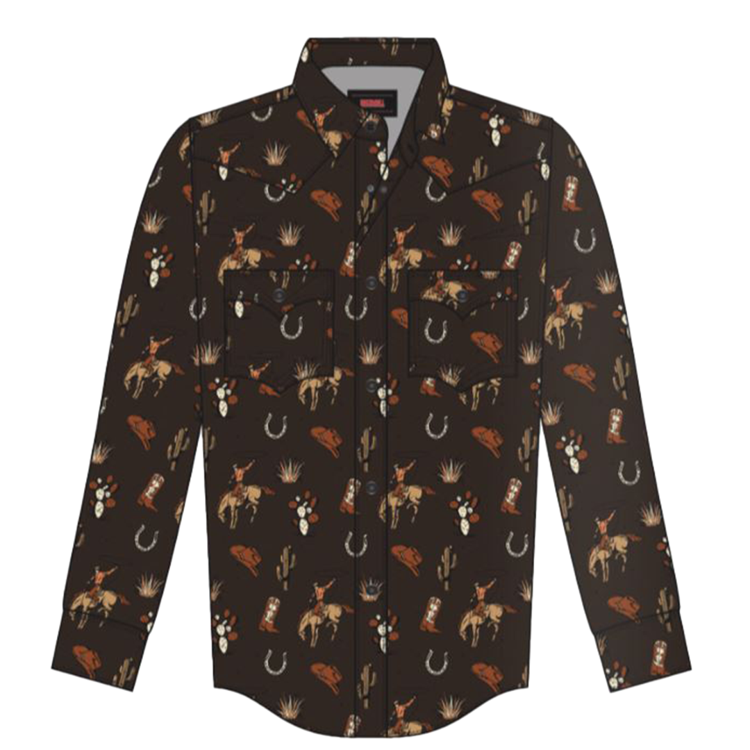 Rock & Roll Denim Boys' Novelty Print Long Sleeve Snap Shirt