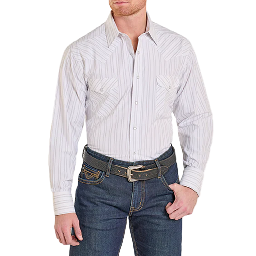 Panhandle Slim Men's Stripe Print Long Sleeve Snap Shirt