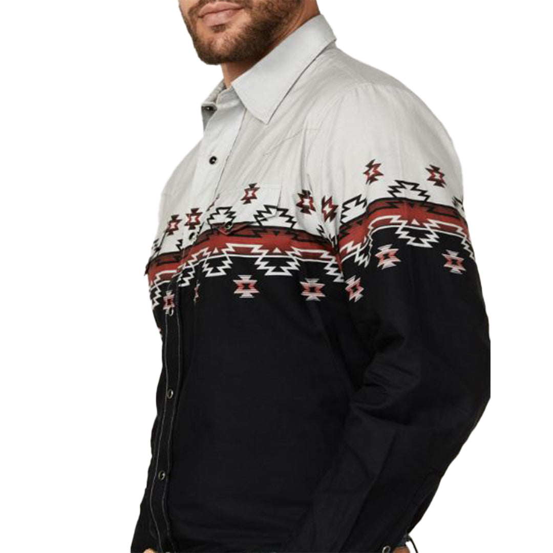 Chemise à manches longues à boutons-pression Roper pour homme, collection vintage Aztec