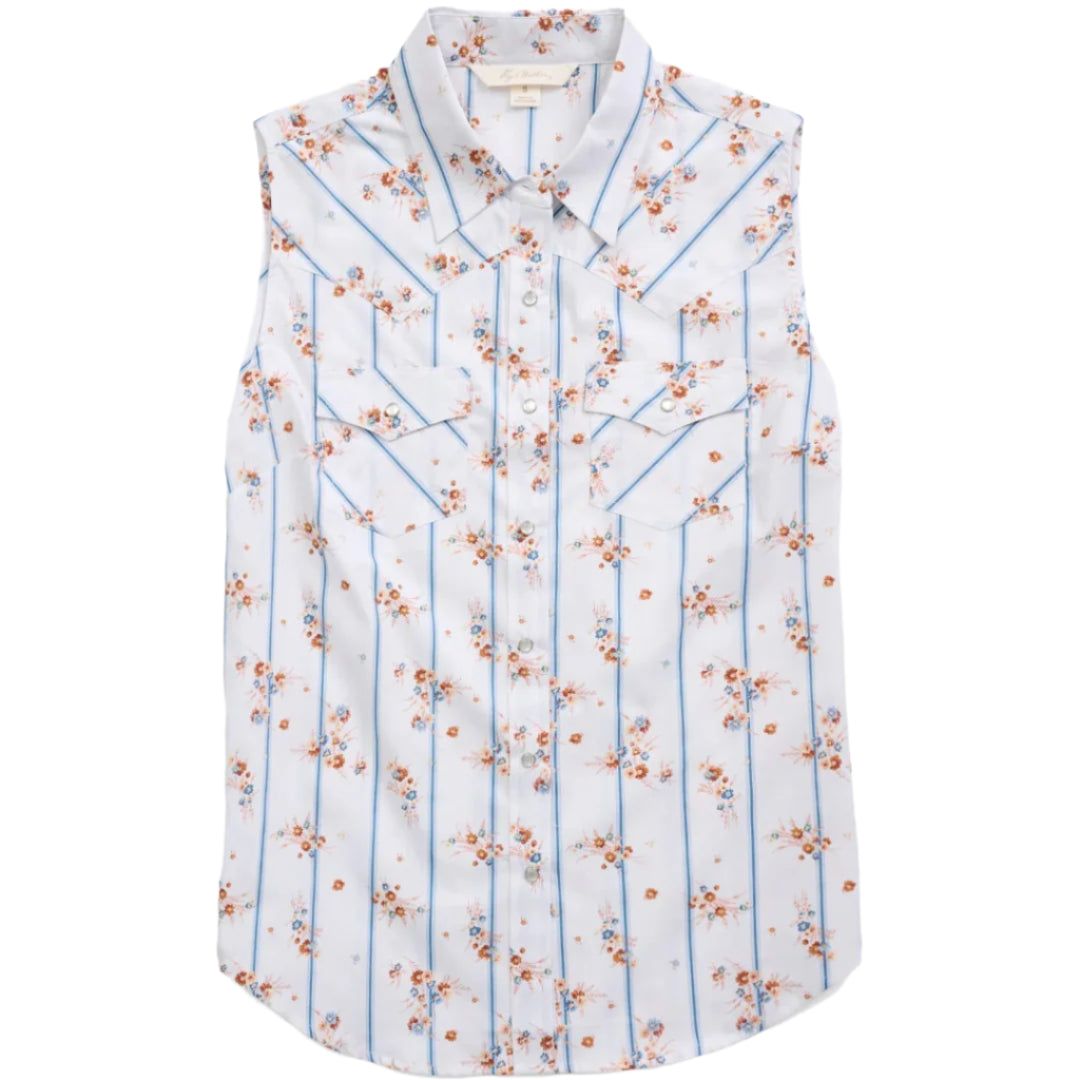 Ely Cattleman Women's Wallpaper Floral Sleeveless Snap Shirt
