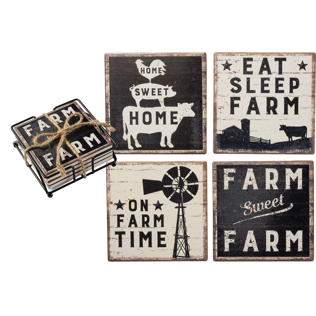 Primitives By Kathy Farm Sweet Farm Coaster Set