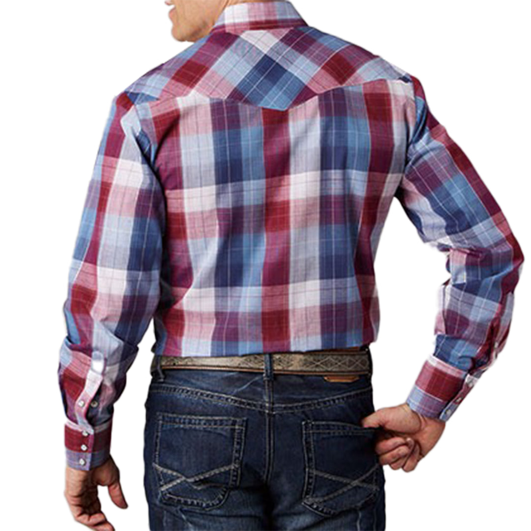 Chemise à manches longues à boutons-pression à carreaux pour homme Roper