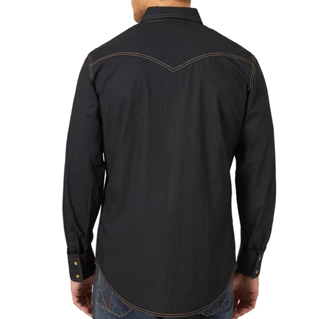 Chemise Wrangler Rétro Homme Manches Longues à Boutons Pression Dobby Slid