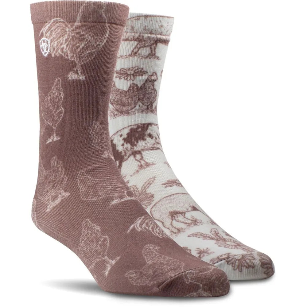 Chaussettes Ariat pour femmes Barnyard Friends, paquet de 2