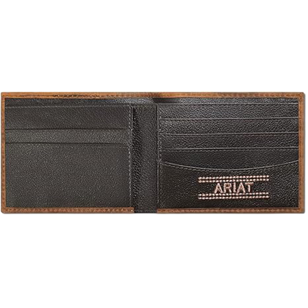 Portefeuille en cuir pleine fleur Ariat pour homme avec motif de tissage de panier