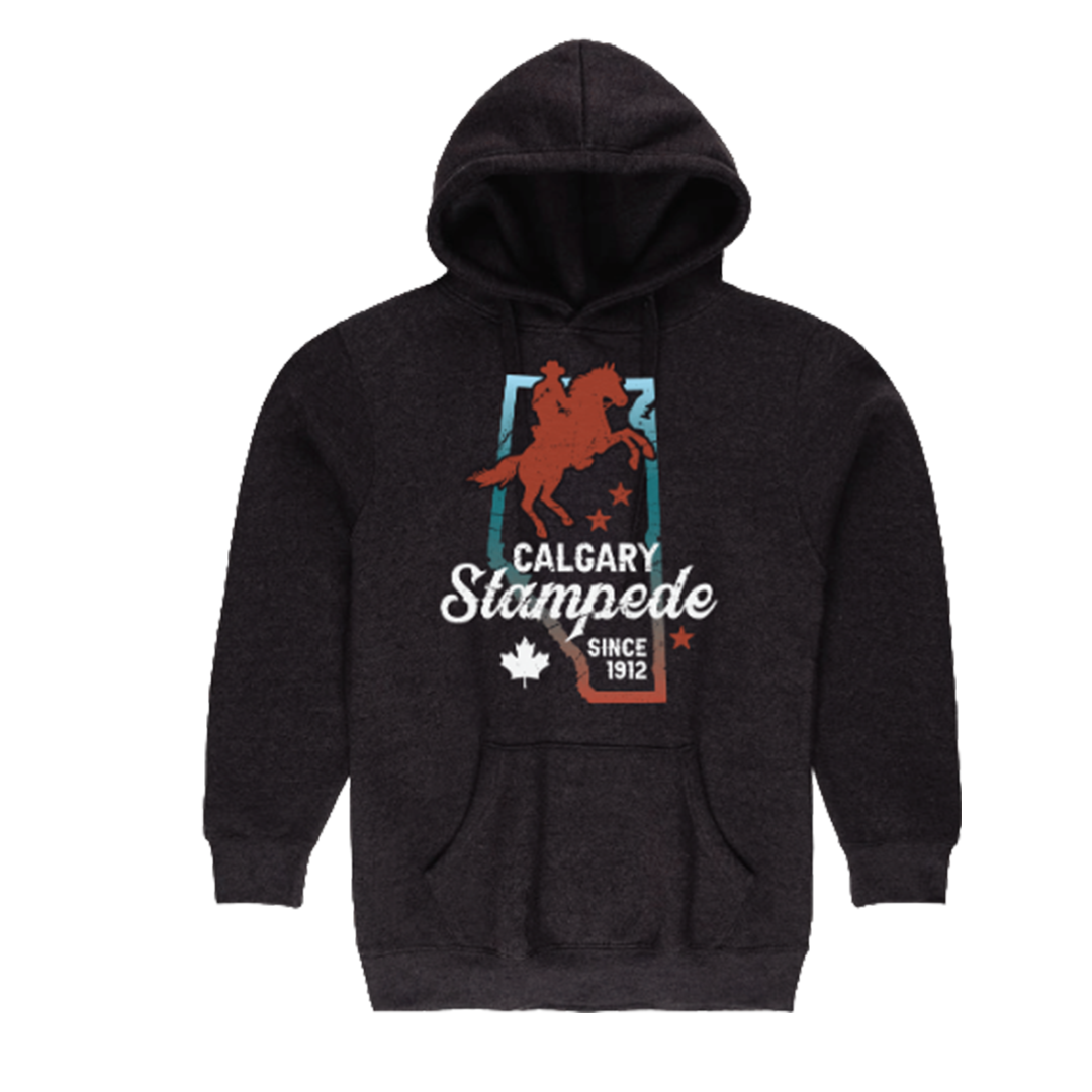 Calgary Stampede Unisex Alberta Map Horse Logo Hoodie
