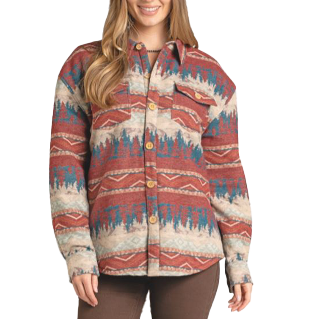 Rock & Roll Denim Women's Sherpa Lined Jacquard Shacket