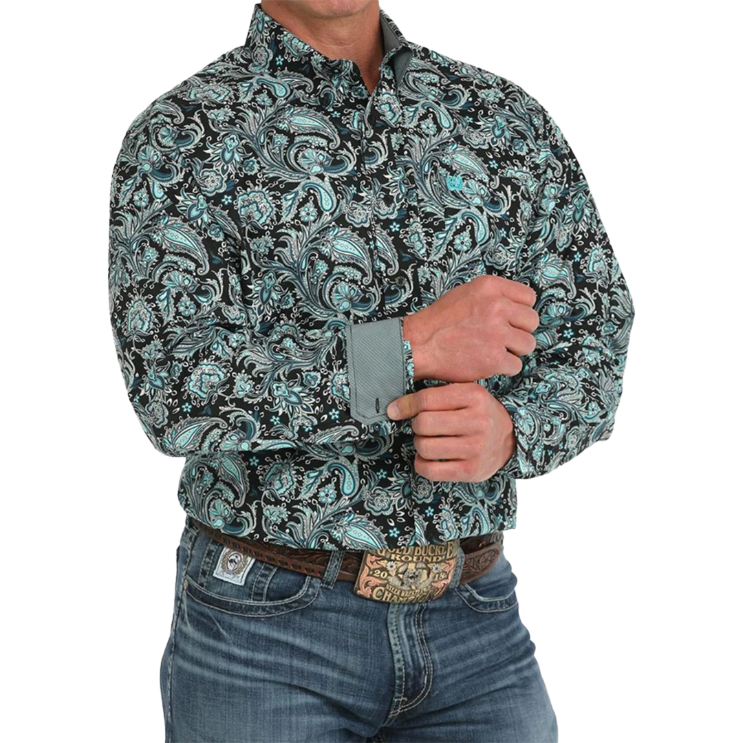 Cinch Men' Paisley Long Sleeve Button Shirt